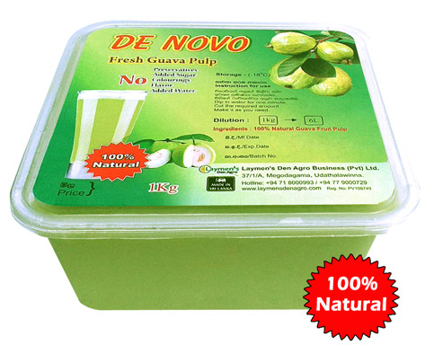 De Novo Fresh, 100% Natural Guava Pulp 1 kilogram pack