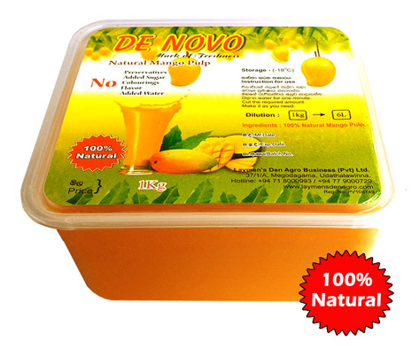 De Novo Fresh, 100% Natural Mango Pulp 1 kilogram pack