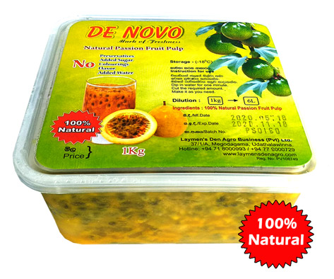 De Novo Fresh 100% Natural Passion Fruit Pulp