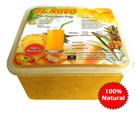De Novo Fresh, 100% Natural Pineapple Pulp 1 kilogram pack
